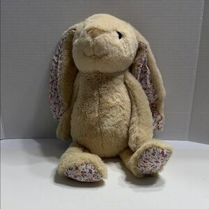 Kellytoy Cream Plush Bunny with Floral Crinkle Ears